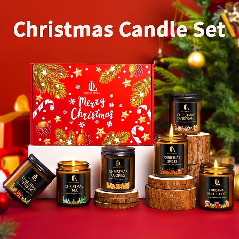 Christmas Candles Set – 6-Soy Candle Pack with Gift Box, 42oz – Variation: Christmas Candles-3+6 Pack