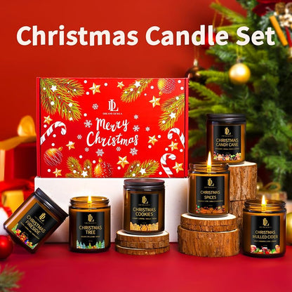 Christmas Candles Set – 6-Soy Candle Pack with Gift Box, 42oz – Variation: Christmas Candles-3+6 Pack
