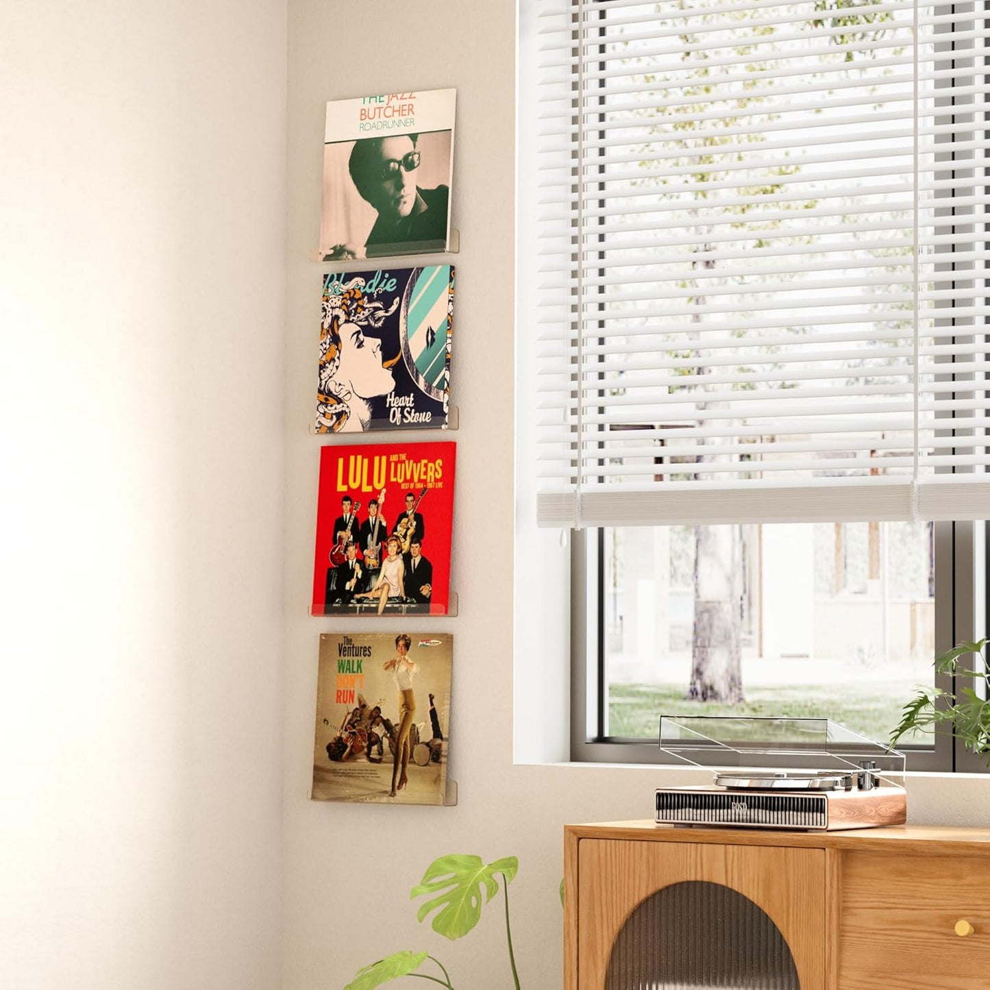 Upsimples Vinyl Record Wall Mount Shelves - 12" Clear Acrylic Album Holder for Stylish Storage & Display | Kids Bookshelf, Magazine Rack, Picture Ledge