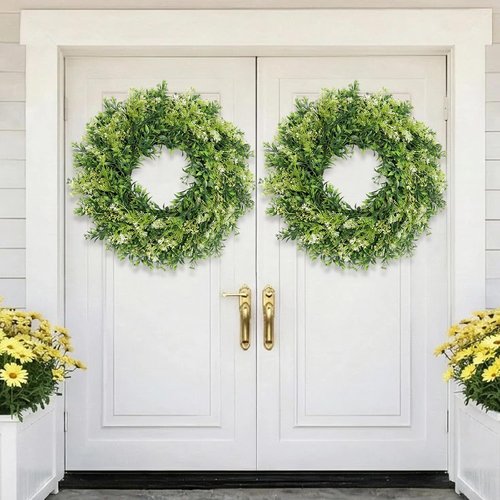 Eucalyptus Wreath by [Brand Name] - 28 Inch Large Artificial Green Leaves | Year-Round Home Decor