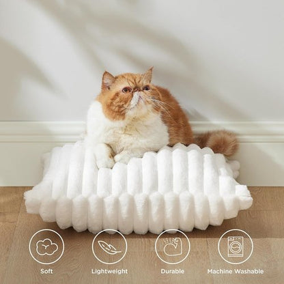 Bedsure Decorative Throw Pillow Covers - Double-Sided Striped 18x18 Set of 2 | Soft Fluffy Spring White Home Decor for Couch & Living Room