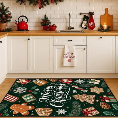2x3 ft Christmas Rug - Gingerbread Design, Non-Slip, Machine Washable