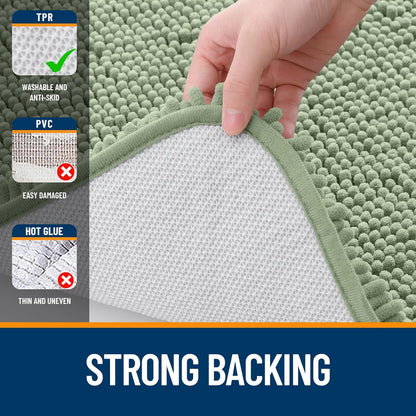 OLANLY Chenille Bath Rugs - Extra Soft & Absorbent | 24x16 Sage Green, Quick Dry & Machine Washable