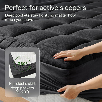 Niagara Ultra Soft Twin XL Mattress Topper - Bamboo Viscose Pillow Top for Back Pain Relief | Naturally Cooling, Black