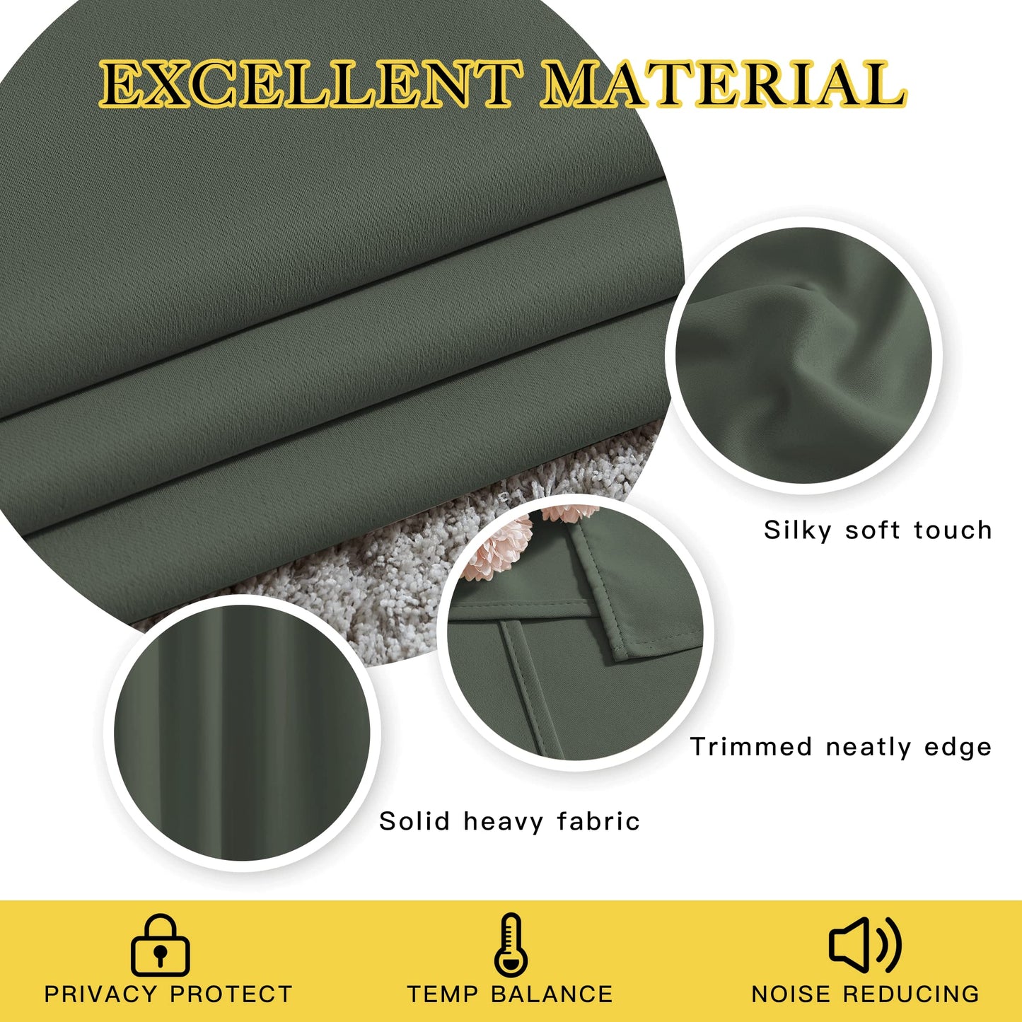 NICETOWN Privacy Blackout Doorway 80 inch Curtains, Grommet Light Blocking Window Treatments Thermal Drapes for Bedroom/Living Room, W46 x L80, 2 Panels, Dark Mallard