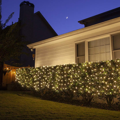 Skiennix 100 LED Christmas Net Lights - 5ft x 5ft Outdoor/Indoor Mesh Decoration, Warm White