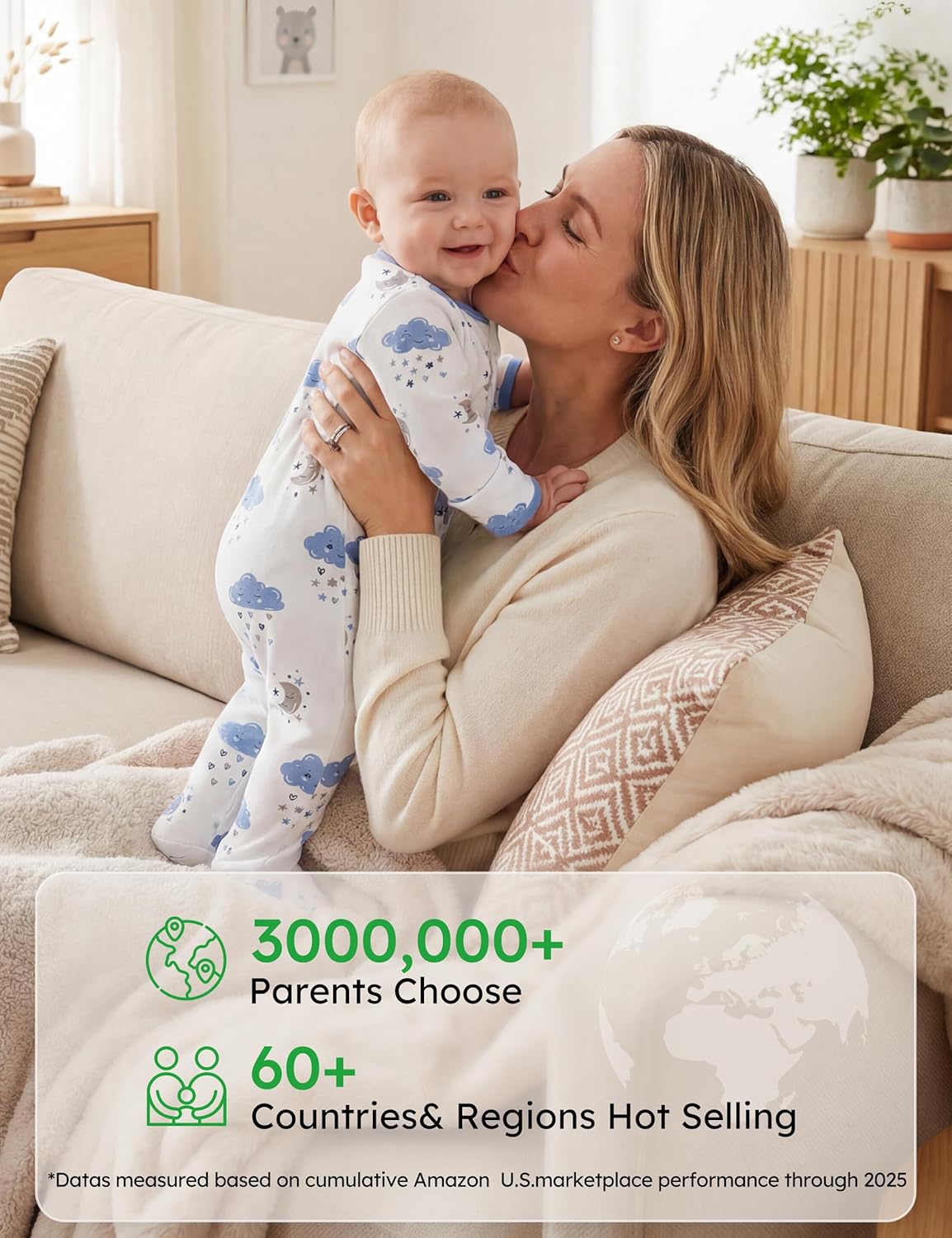 Yoofoss Baby Pajamas - 100% Organic Cotton Sleepers for Newborns | 3-Piece Footed PJs Set