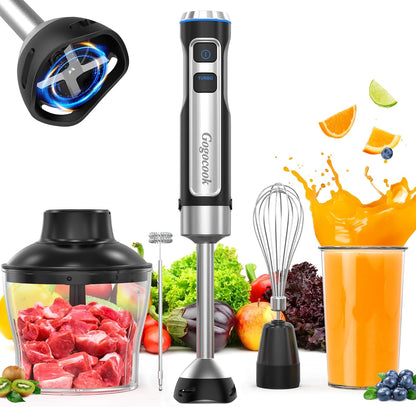 Skiennix 5-in-1 Immersion Blender - 1000W Heavy Duty Motor, 21 Speeds, Includes Milk Frother & Chopper
