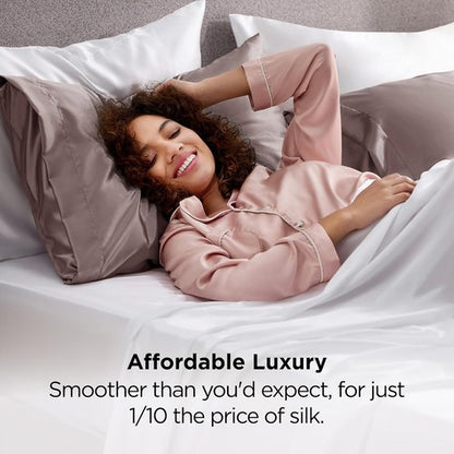 Bedsure King Size Satin Pillowcase Set - Dusty Rose Silky Pillow Cases for Hair & Skin, 20x36 Inches, 2 Pack