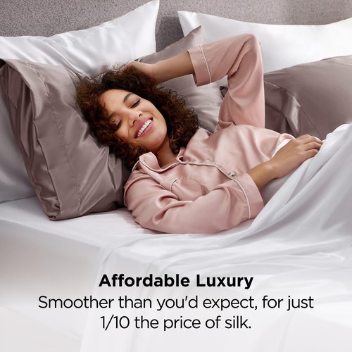 Bedsure King Size Satin Pillowcase Set of 2 - Dusty Rose Silky Pillow Cases for Hair and Skin with Envelope Closure, Similar to Silk Pillow Cases, Gifts for Women Men, 20x36 Inches, 2pcs