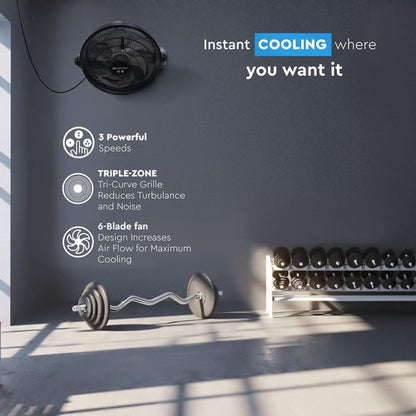 Comfort Zone PowrCurve 20-Inch High-Velocity Floor Fan - 3-Speed Adjustable Tilt for Powerful Cooling in Home, Office & Gym
