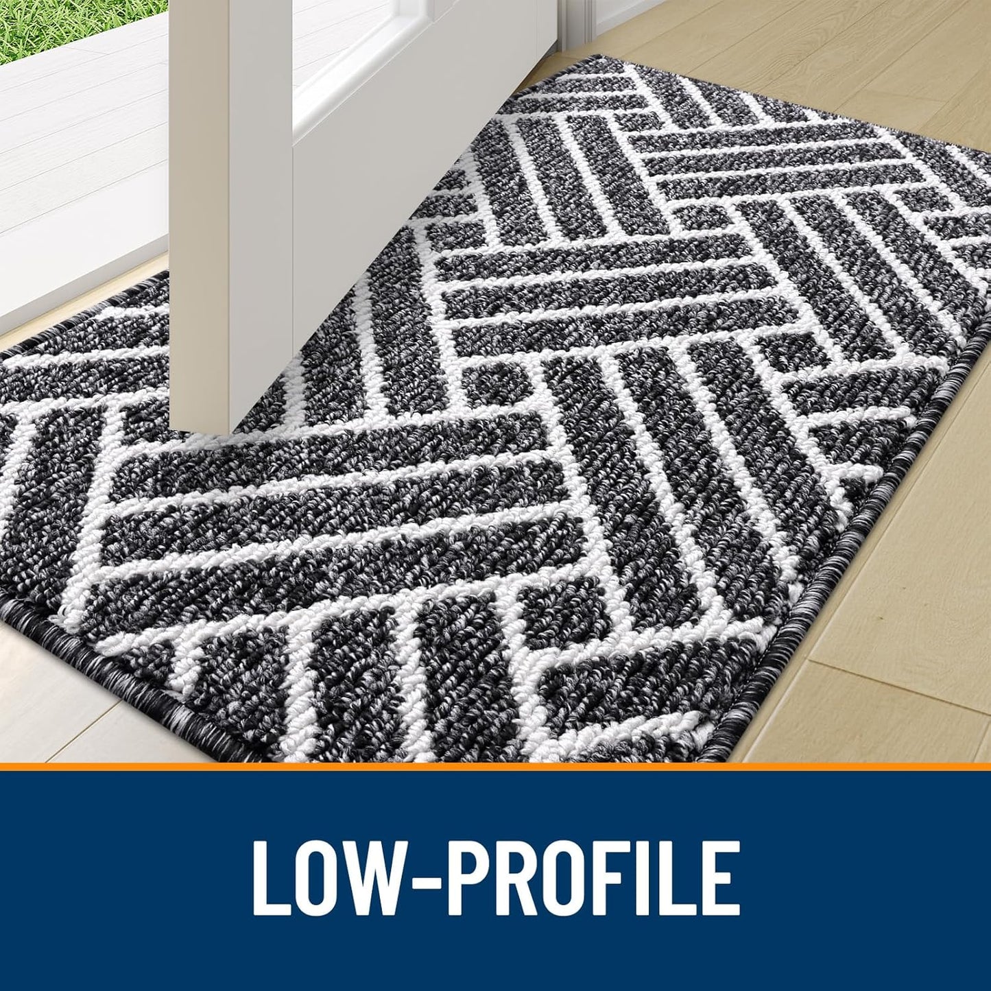 OLANLY Indoor Door Mat - Dirt Resistant & Absorbent | Non-Slip Rubber Backing, 32x20 Inch, Black