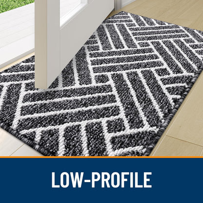 OLANLY Indoor Door Mat - Dirt Resistant & Absorbent | Non-Slip Rubber Backing, 32x20 Inch, Black