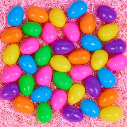 Coynurex 54PCS Fillable Easter Eggs – 2.17'' Plastic Hinged Eggs in 6 Colors – Bulk Eggs for Hunt, Party, Basket Fillers