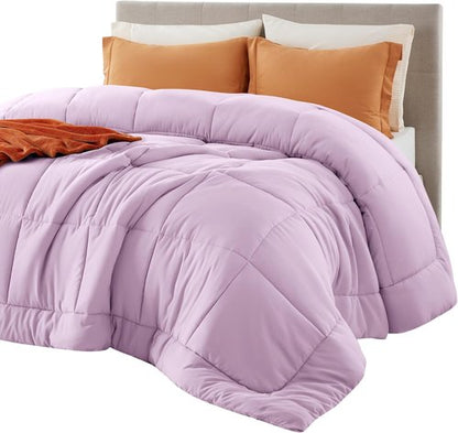 Bedsure Comforter Duvet Insert - All-Season Queen Size Quilted Bedding, GentleSoft Down Alternative, Light Purple 88 x 88 Inches