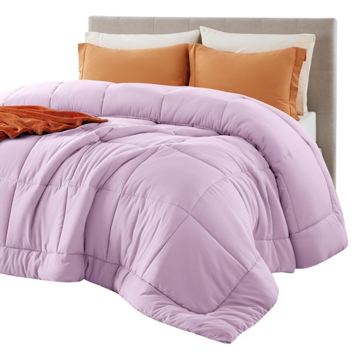 Bedsure Comforter Duvet Insert - Quilted Comforters Full Size, All Season Duvet, GentleSoft Down Alternative Bedding Blanket, with 8 Tabs, Gifts for Women/Men, Light Purple, Full 86 x 82 Inches