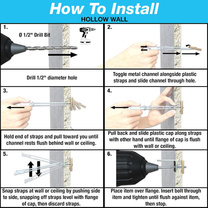 TOGGLER SnapToggle Drywall Anchors - Heavy-Duty 1/4-20 Fasteners, 265 lbs Capacity | 20 Pack