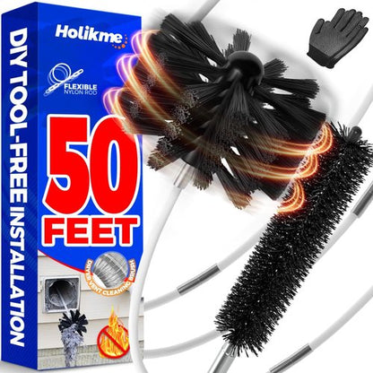 Holikme 50 Feet Dryer Vent Cleaner Kit - Flexible Lint Brush with Drill Attachment for Efficient Cleaning