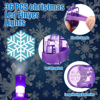Tuanse 36 Pcs Snowflake Finger Lights - Glow in The Dark Party Favors for Kids | Winter Birthday Supplies