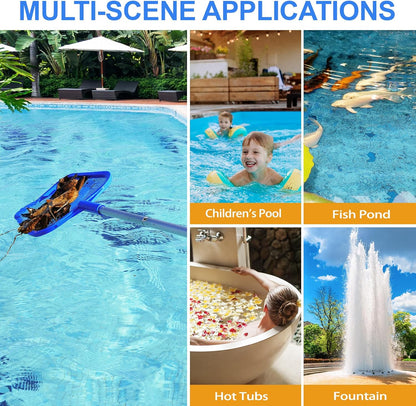 Pool Skimmer | Adjustable Telescopic Aluminum Pole (23''-60'') - Ultra Fine Mesh Net for Pools & Spas