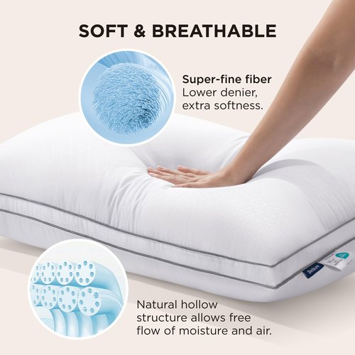 Bedsure King Pillows Set of 2 - Fluffy Bed Pillows for Sleeping, Hotel Quality, Diamond Quilted Design, Gusseted Supportive Down Alternative Filling for Back, Stomach, Side Sleepers