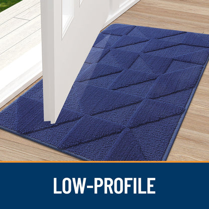 OLANLY Door Mats Indoor, Non-Slip, Absorbent, Dirt Resist, Entrance Washable Mat, Low-Profile Inside Entry Doormat for Entryway (32x20 inches, Navy)