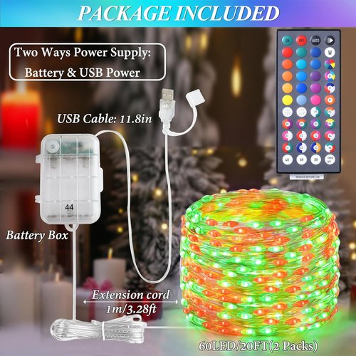 Lovelite Fairy Lights - 34 Color Changing String Lights | 40FT, 120 LEDs, Waterproof, Remote Control