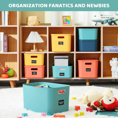 Plastic Storage Bins with Lid - Stackable Organizing Containers for Home & Office | 4 Large & 4 Small