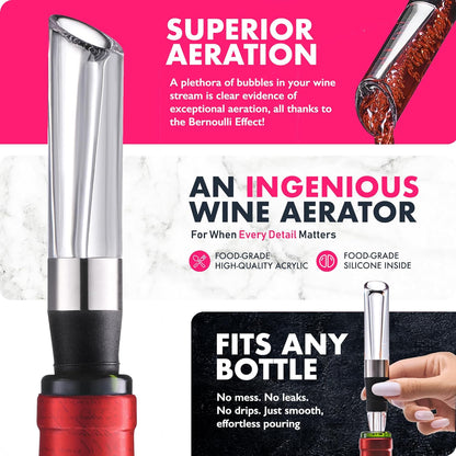 VINABON Wine Aerator - Improved 2026 Wine Aerating Pourer and Wine Air Aerator Decanter Spout for Enhanced Wine Flavor and Bouquet, Includes WineGuide Ebook