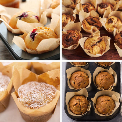 Regine Switzerland Tulip Muffin Liners - 600 Pcs Brown Cupcake Baking Cups for Parties & Holidays