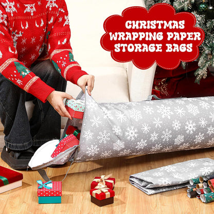 Xuniea Christmas Wrapping Paper Storage Bags - 40-Inch Snowflake Organizer for Crafts & Gifts