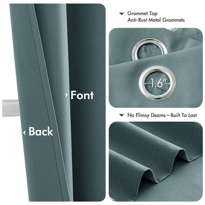 MIULEE Dusty Blue Blackout Curtains for Bedroom Living Room 84 Inches Long 2 Panels, Thermal Insulated Room Darkening Drapes Solid Grommet Noise Reduction Light Blocking Window Treatments 40x84 inch