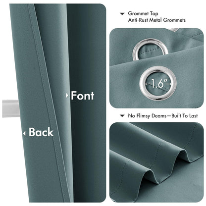 MIULEE Dusty Blue Blackout Curtains - Bedroom Window Treatment Curtains Thermal Insulated Room Darkening Drapes for Living Room Kitchen Grommet Light Blocking Drapery, 40 x 45 Inches Long, 2 Panels