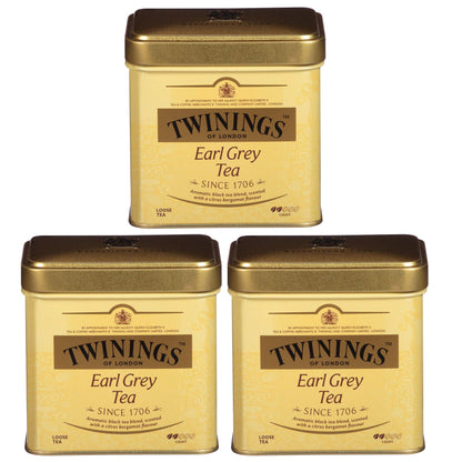 Twinings of London Earl Grey Loose Tea Tins, 3.53 Ounce (Pack of 3)