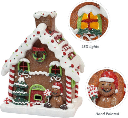 Moments In Time Gingerbread House | 8.7” Handcrafted LED Christmas Decoration - Battery Operated Festive Decor