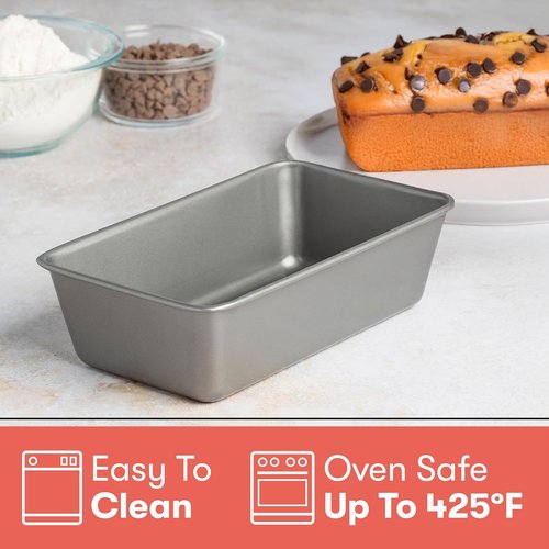 Cooking Light Heavy Duty Nonstick Carbon Steel Bread Pan - Quick Release Coating, 9.25" x 5.25", Gray