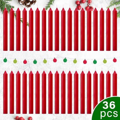 Skiennix 36 Pcs Mini Pyramid Candles - Festive Christmas Tree Decorations | 4 Inch x 0.5 Inch Red