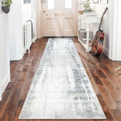 famibay Rug Runners for Hallways Non Slip 2x8 Runner Rug Washable Modern Runner Rugs with Rubber Backing Abstract Kitchen Runner Soft Low Pile Carpet Runners for Hallway Bathroom Entryway(Grey)