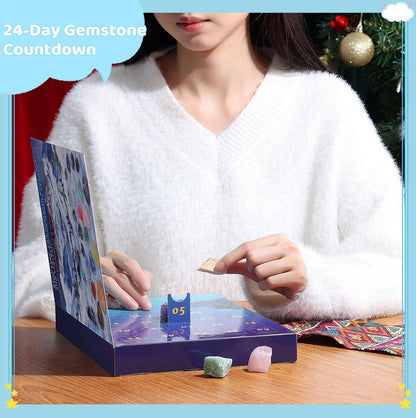 ZHIYUXI Crystal Advent Calendar 2025 - 24 Gemstone Rock Collection for Christmas Countdown