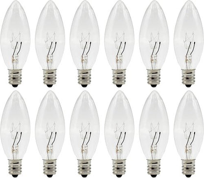 Creative Hobbies® Replacement Light Bulbs - 7W E12 Clear Incandescent Candelabra for Electric Candle Lamps & Chandeliers | 12 Pack
