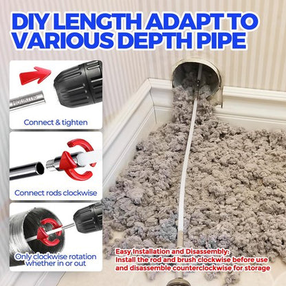 Holikme Dryer Vent Cleaner Kit - 32 Feet Lint Remover with Synthetic Brush Head | Ideal for Chimneys & Drills