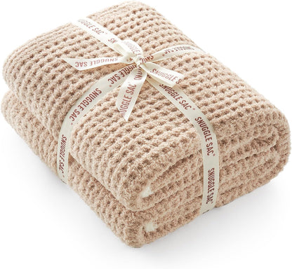 Snuggle Sac Waffle Throw Blanket - Reversible Microfiber Cozy Knit 50x60 Inches | Perfect Gift for Women