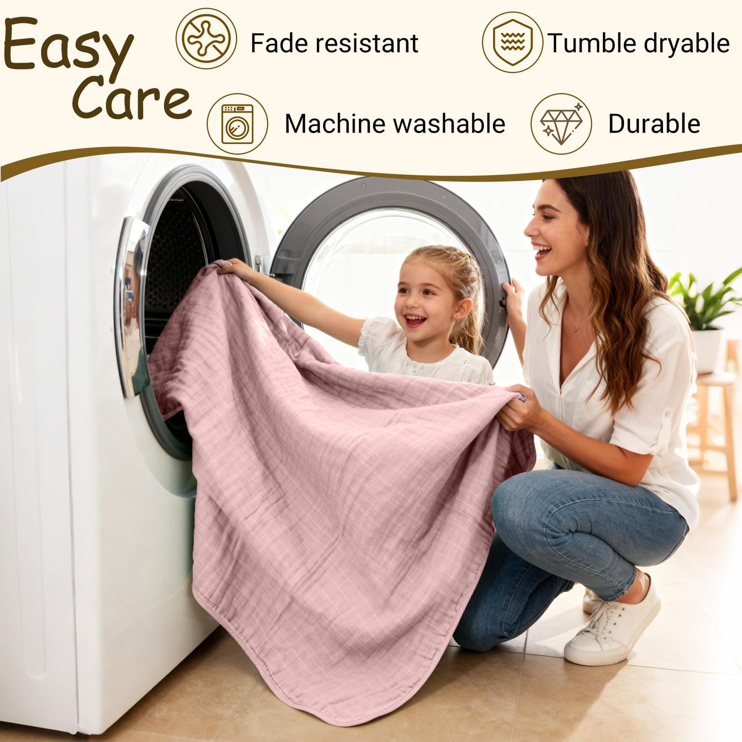 ZPECC Muslin Baby Blanket Thicker, 30x40 Organic Cotton Newborn Receiving Quilt Hypoallergenic for Baby Essentials Swaddle Crib Stroller, Pink