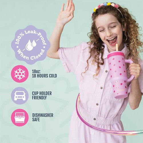 Ello Oasis 18oz Kids Tumbler - Stainless Steel, Leakproof, Double-Wall Insulated | BPA Free, Strawberries