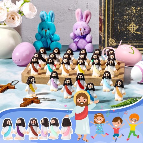 Bememo Mini Rubber Jesus Figures - 25 Pcs Original Design for Religious Party Favors & Baptism Gifts