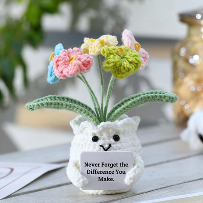 YOOJEE Forget-Me-Not Crochet Flower Potted Plant Gift