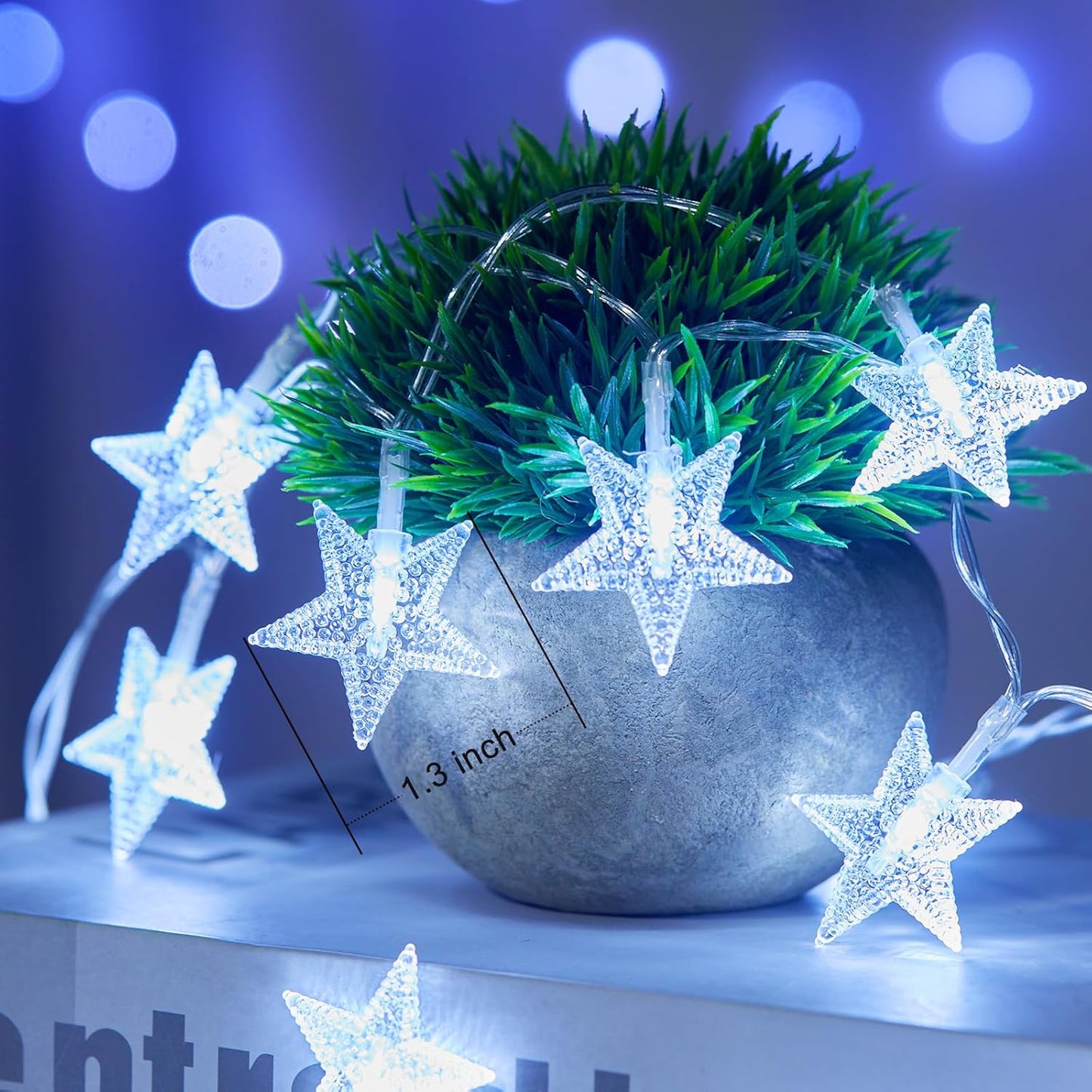 Minetom Star String Lights - 50 LED Waterproof Fairy Lights with Timer | 17 ft for Indoor & Outdoor Decor