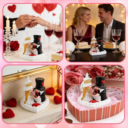 Exasinine Couple Gnome Figurines - Charming Wedding & Anniversary Cake Topper | Home Table Decor