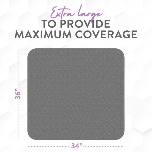 Inspire Underpads - Reusable Waterproof Incontinence Bed Pads | Stain Hiding Gray | 34" X 36" | 6 Pack