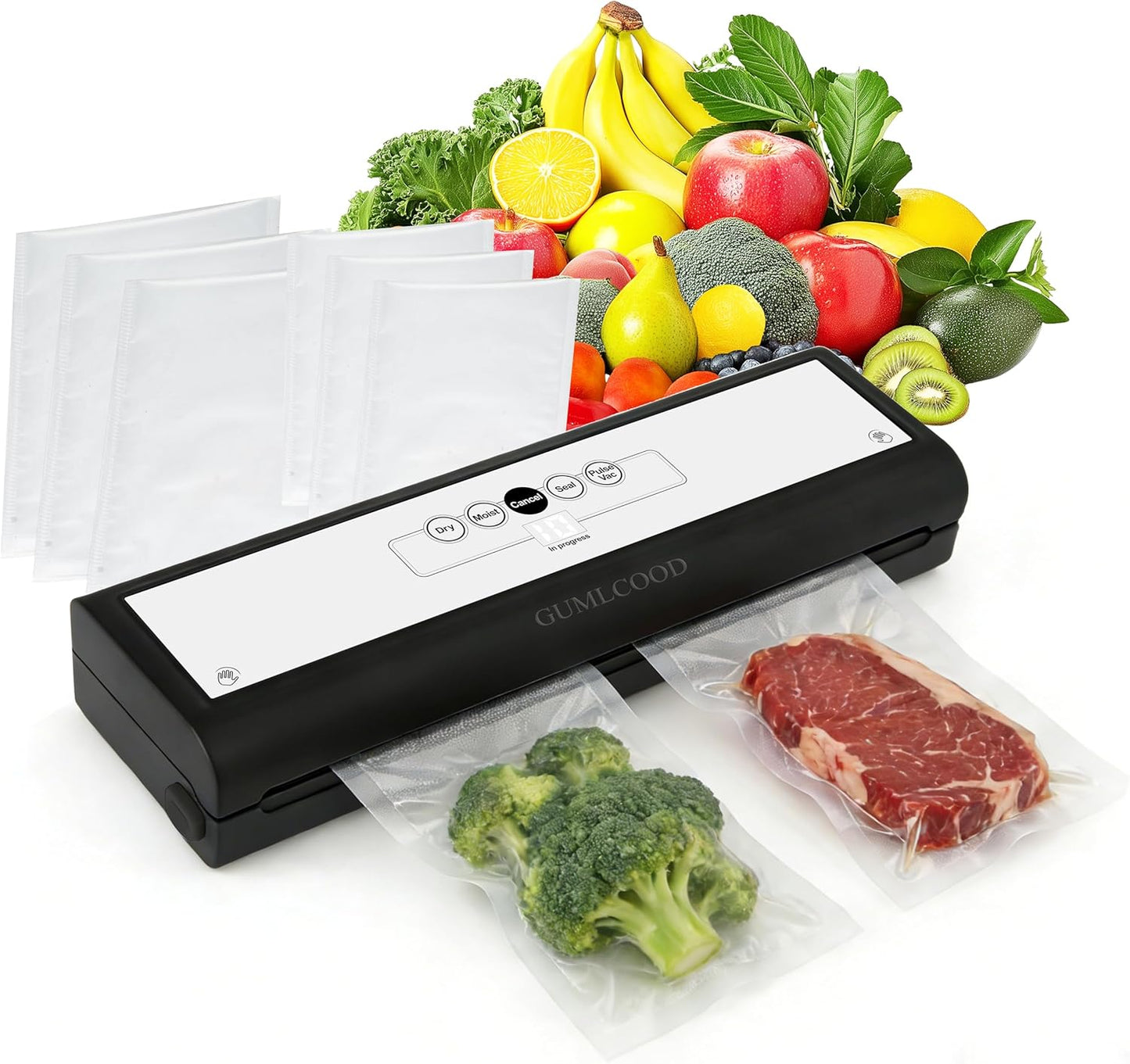 Skiennix Automatic Vacuum Sealer Machine - 5-in-1 Food Sealer for Dry & Moist Items | Includes 10 Storage Bags